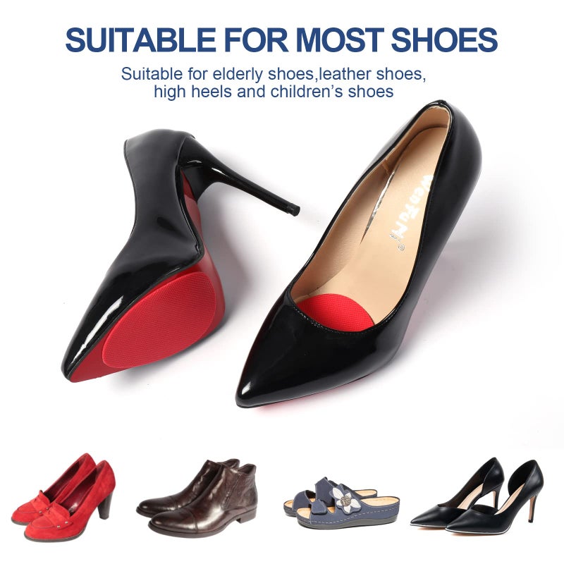 CZBYXA12 Red Bottom Shoe Sole Protector Compatible with Christian Louboutin Heels | Non-Slip Sole Pads for Shoes | Anti-Slip Grips for Shoe Bottom Repair, Protection & Traction(Red, 3.5""x2.5"" TF 6Pcs) - Image 2